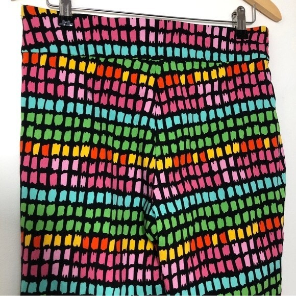 Krazy Larry Pants Womens 12 Black Rainbow Box Pull On Stretch Cropped Colorful - Picture 5 of 8